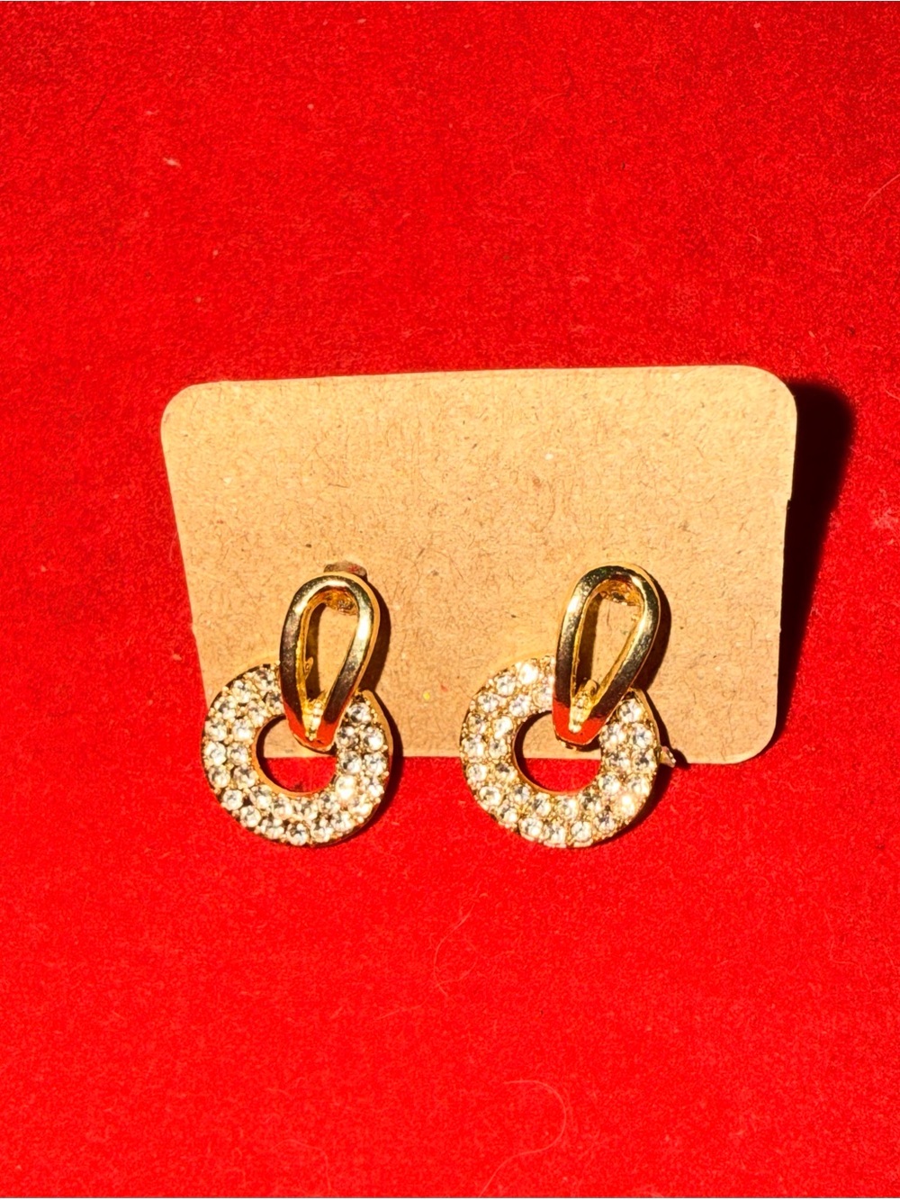 Gold Crystal Circle Drop Earrings - Women Jewelry